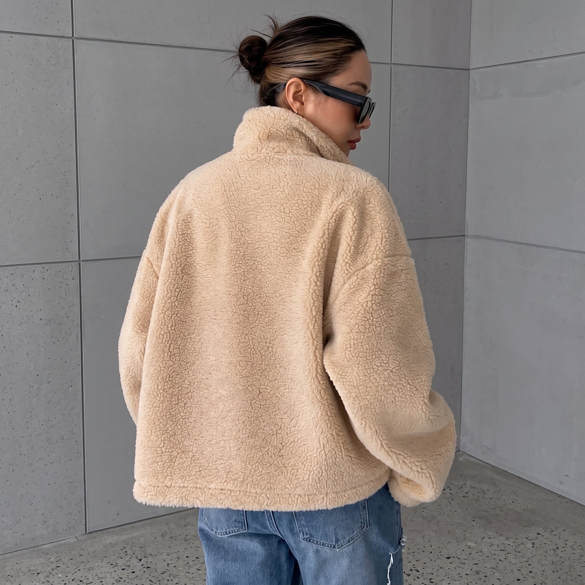 Isla - Women's Oversized Jacket with Stand Collar