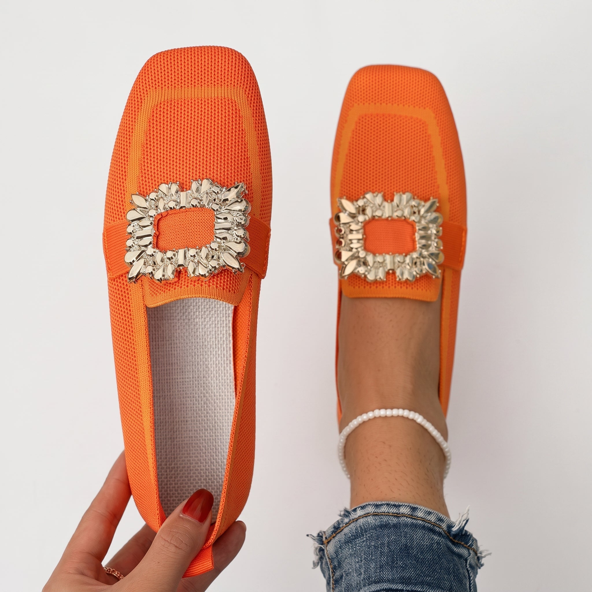 Barrett - Women's Embellished Square Toe Flat Loafers