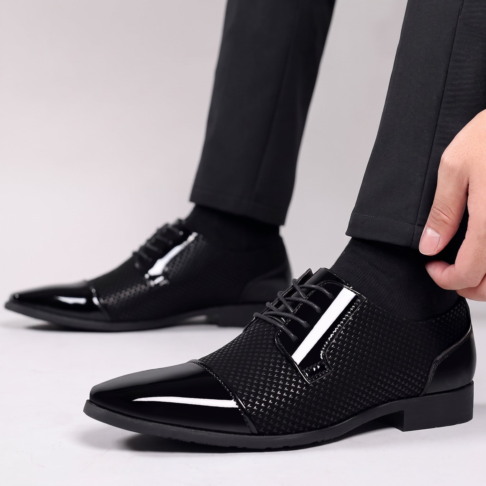 Oliver - Men's Glossy Toe Cap Derby Wedding Shoes