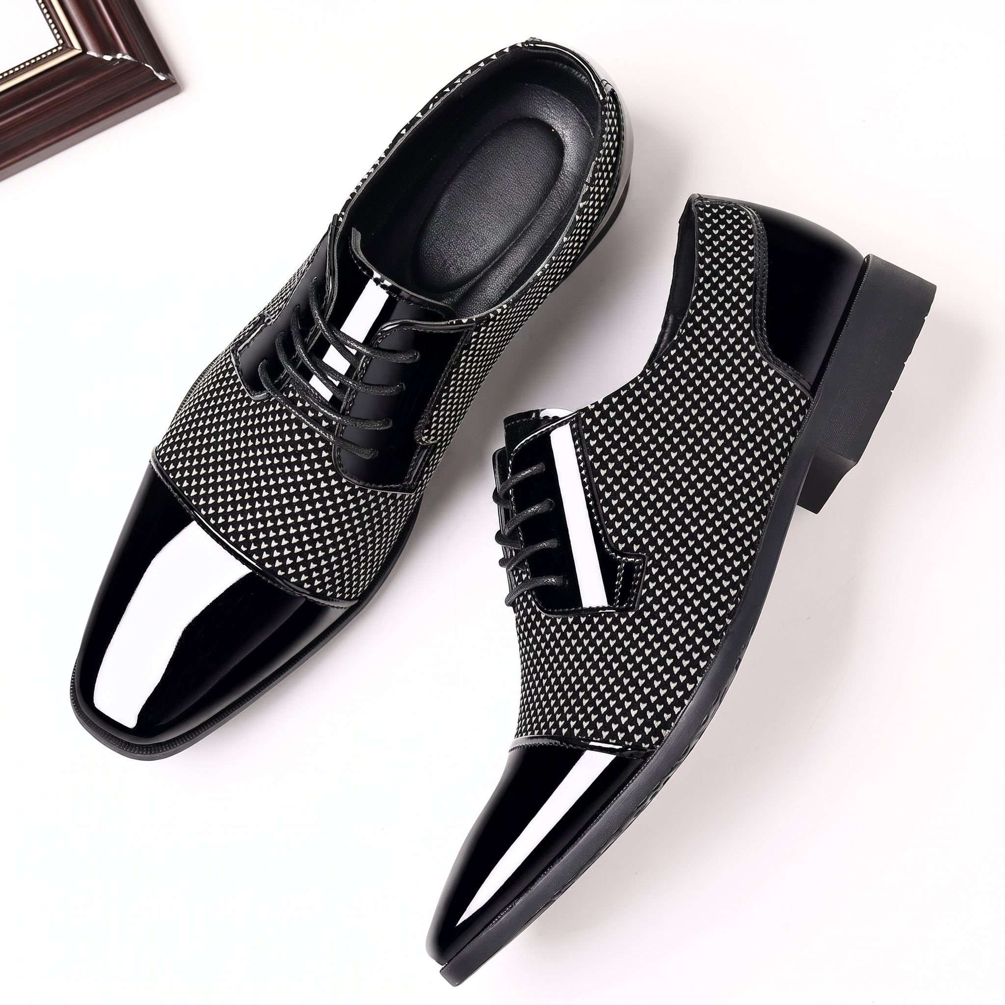 Oliver - Men's Glossy Toe Cap Derby Wedding Shoes
