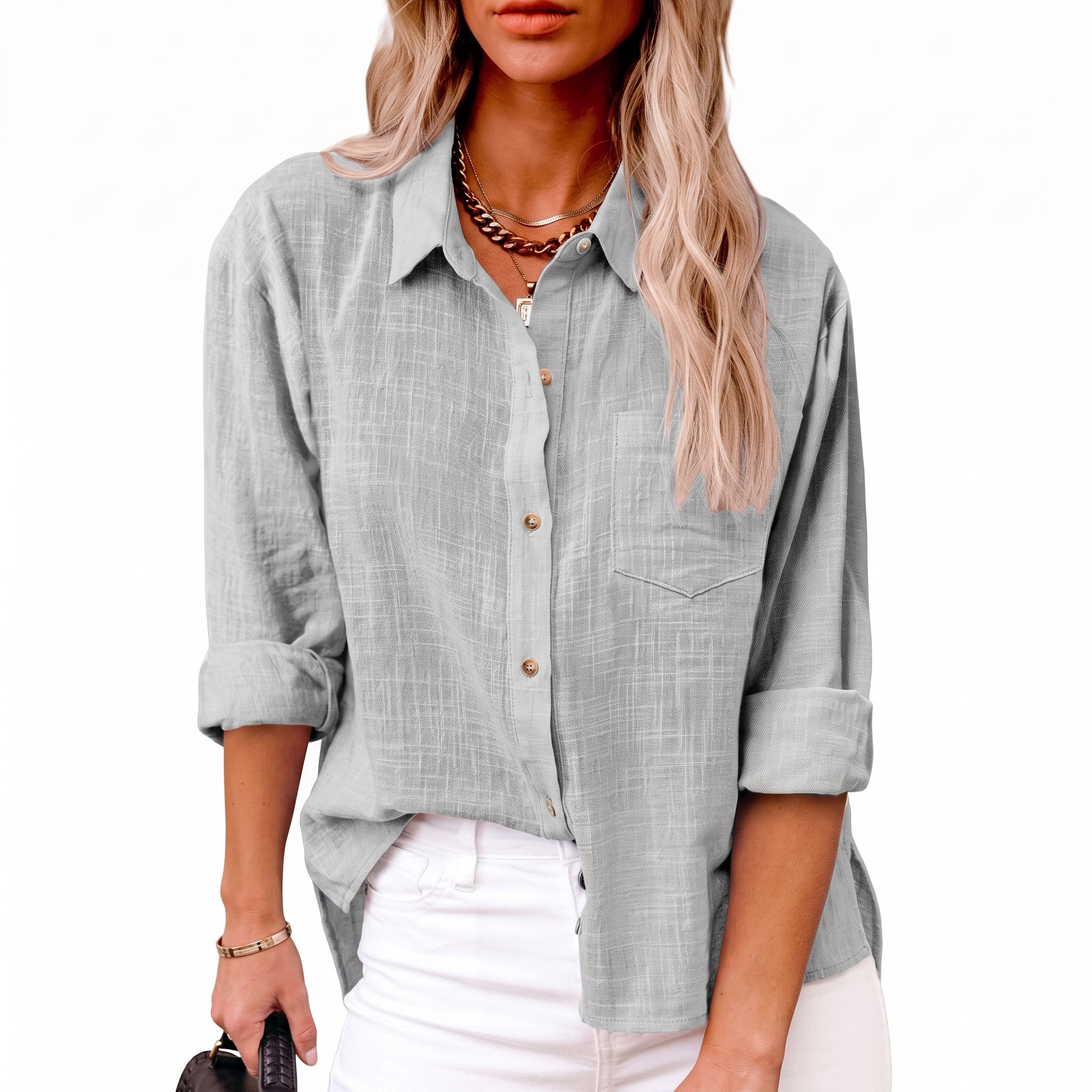 Olivia - Women's Summer Long Sleeve Button-Down Blouse