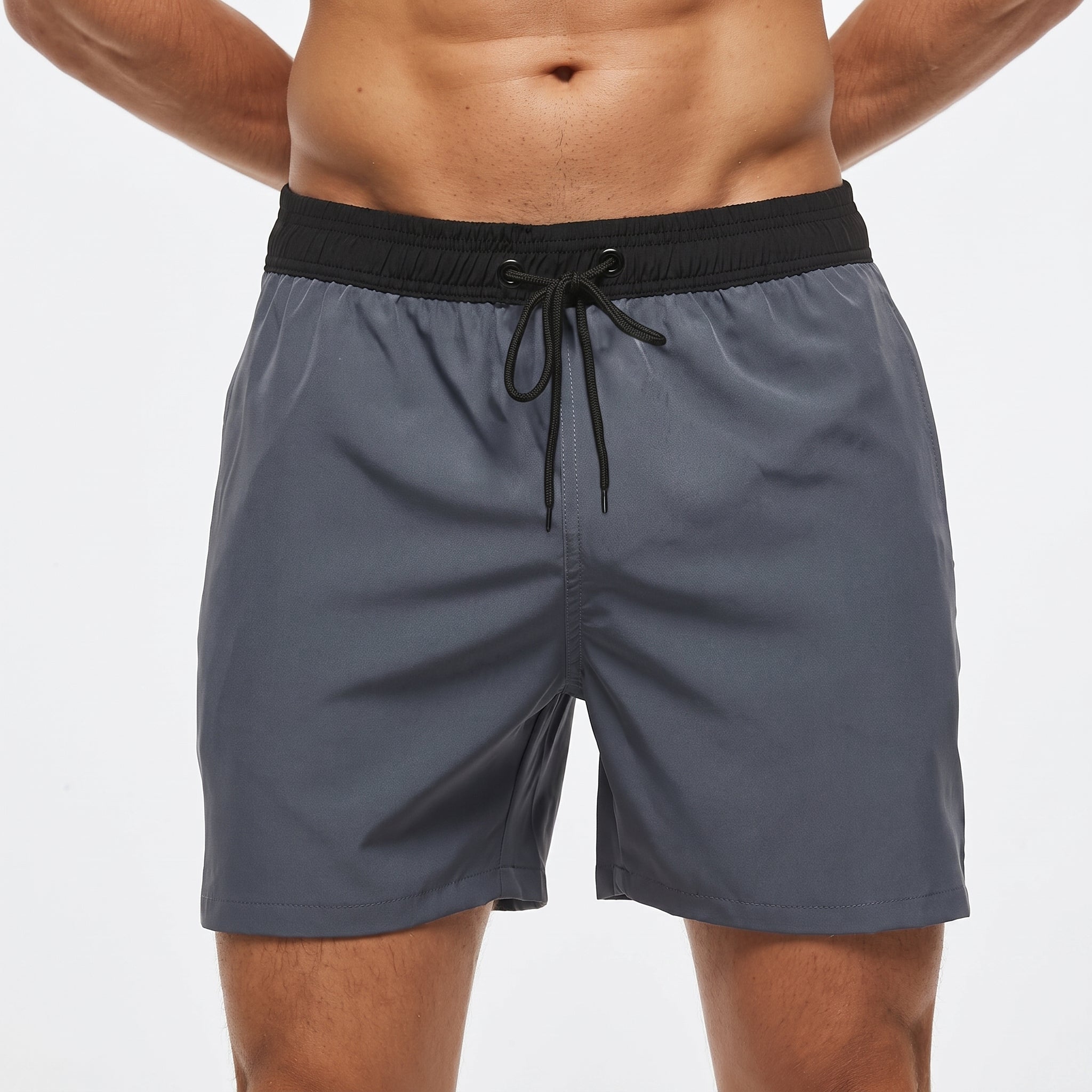 Men's Summer Plain Contrast Drawstring Swim Shorts