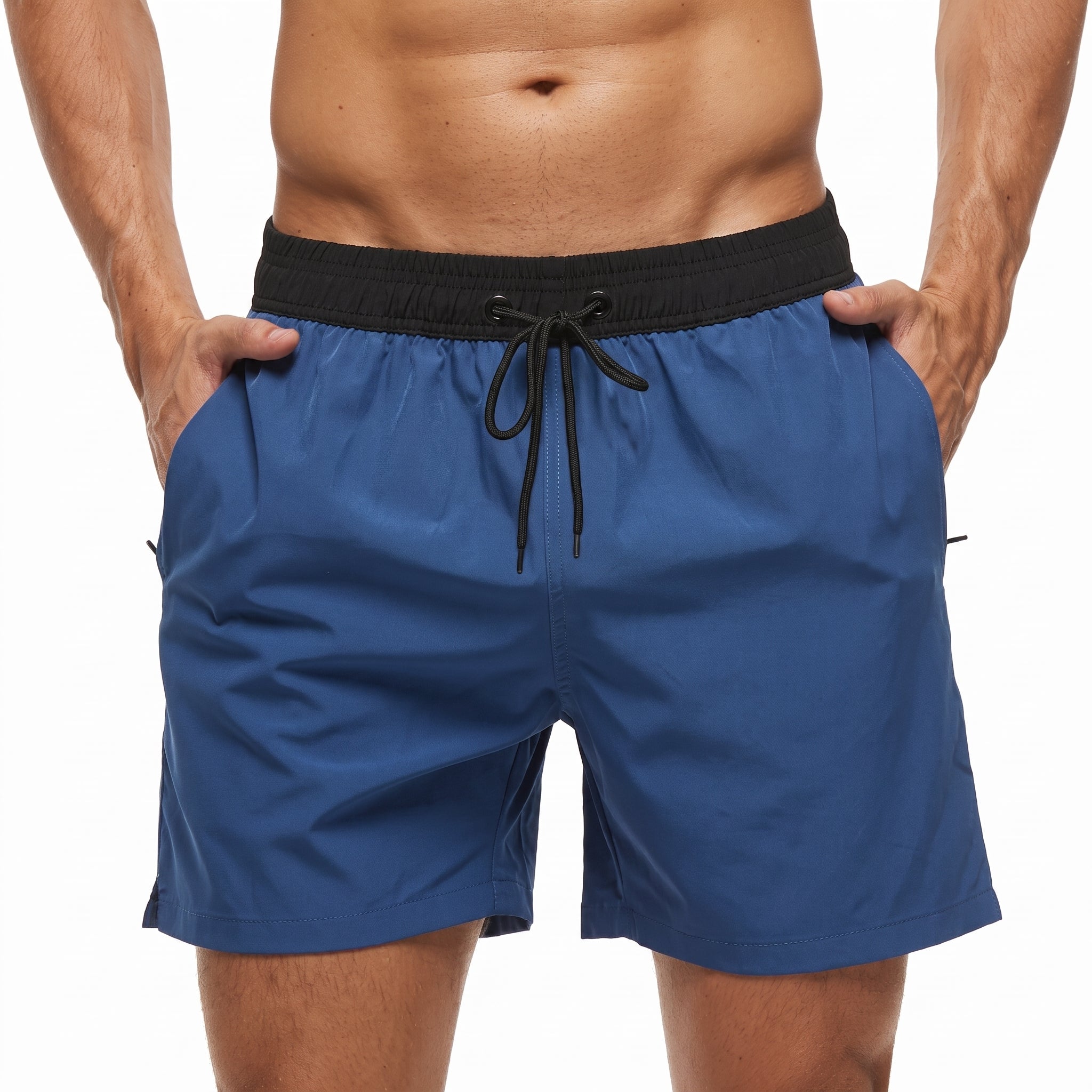 Men's Summer Plain Contrast Drawstring Swim Shorts