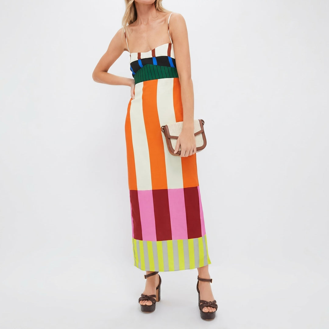 Anneliese - Women's Summer Colour Block Midi Dress