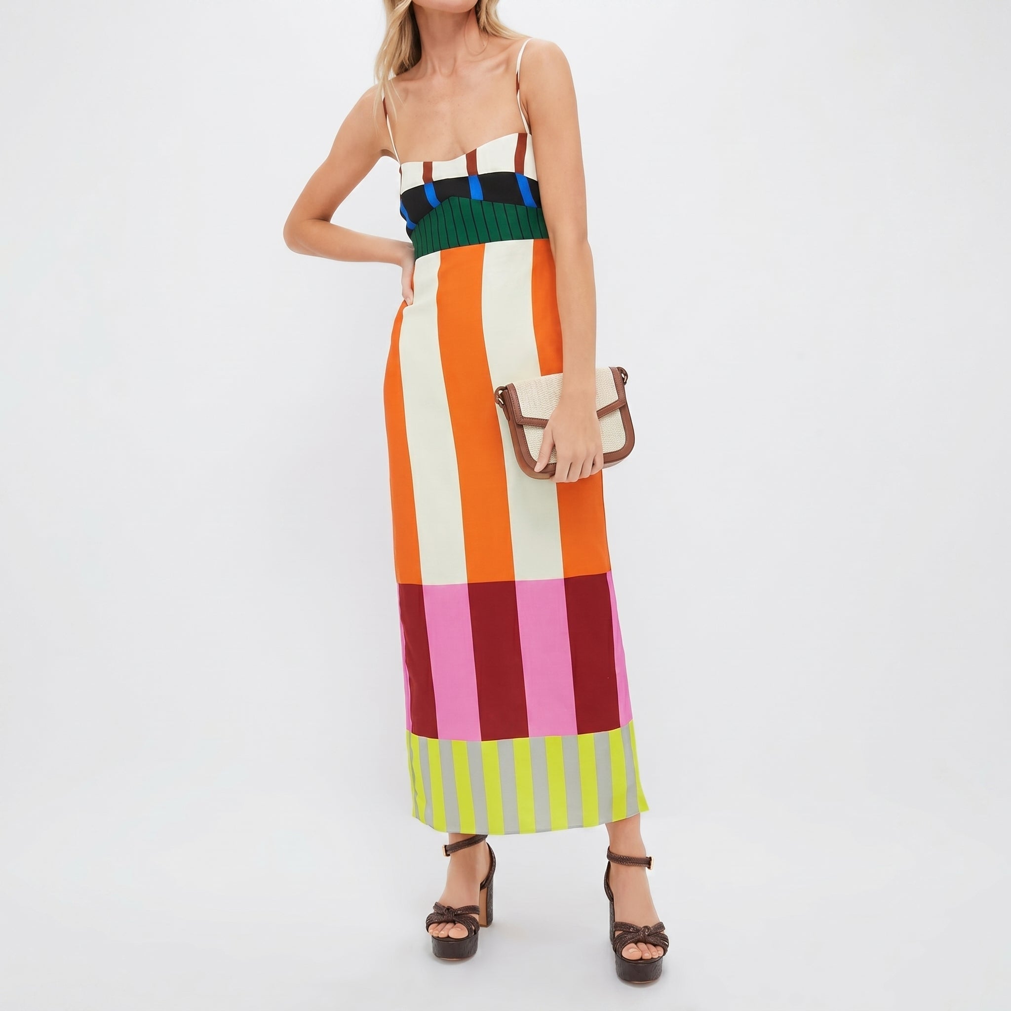 Anneliese - Women's Summer Colour Block Midi Dress