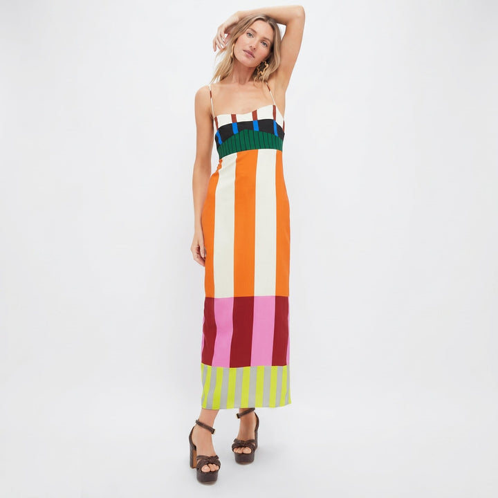 Anneliese - Women's Summer Colour Block Midi Dress