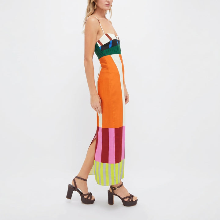 Anneliese - Women's Summer Colour Block Midi Dress