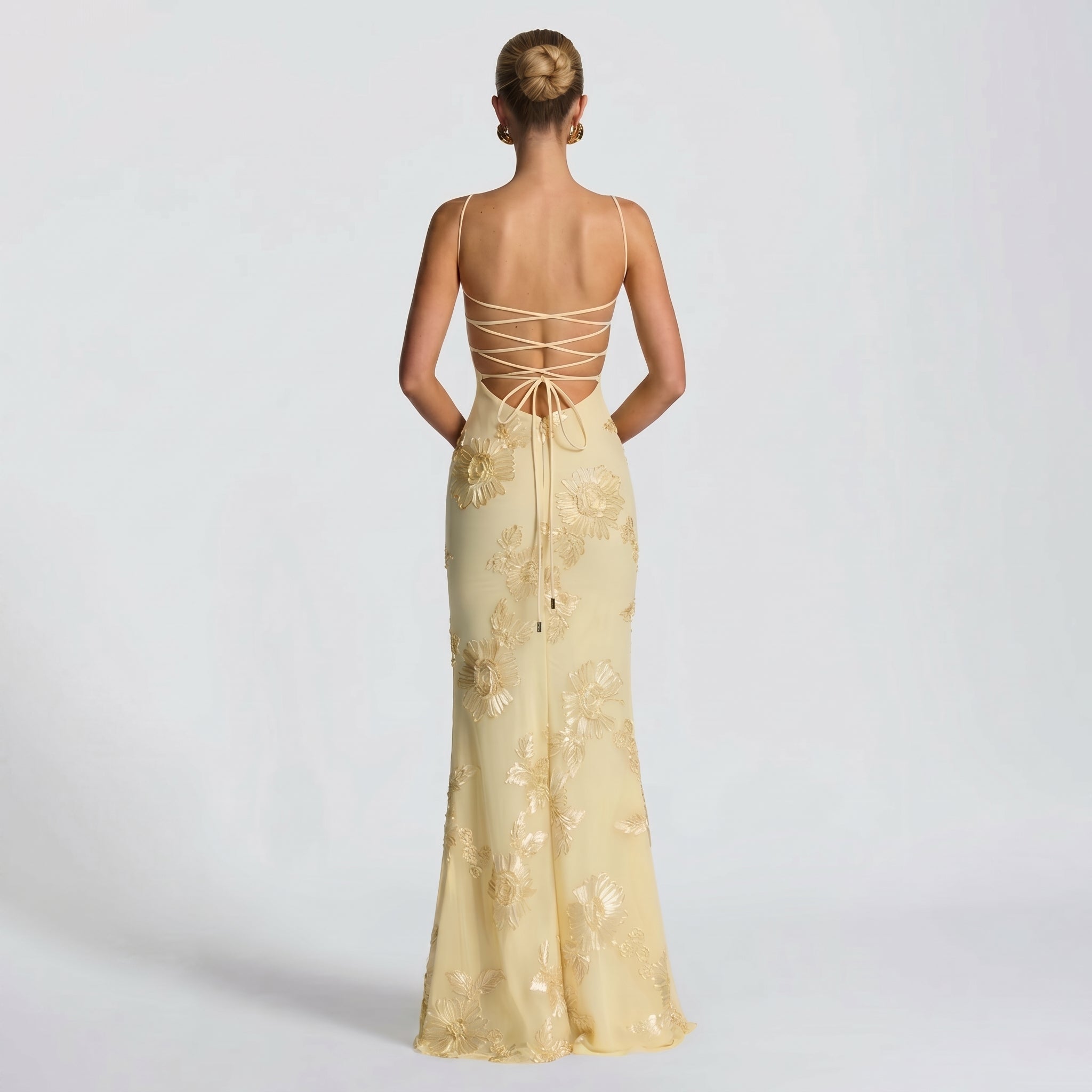 Georgia - Women's Evening Floral Corset Maxi Dress