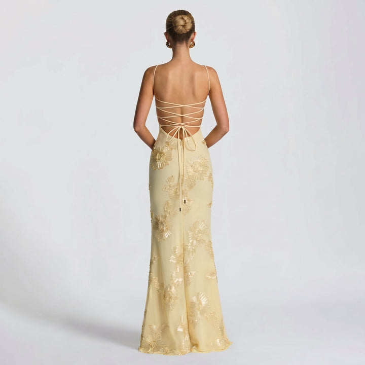 Georgia - Women's Evening Floral Corset Maxi Dress