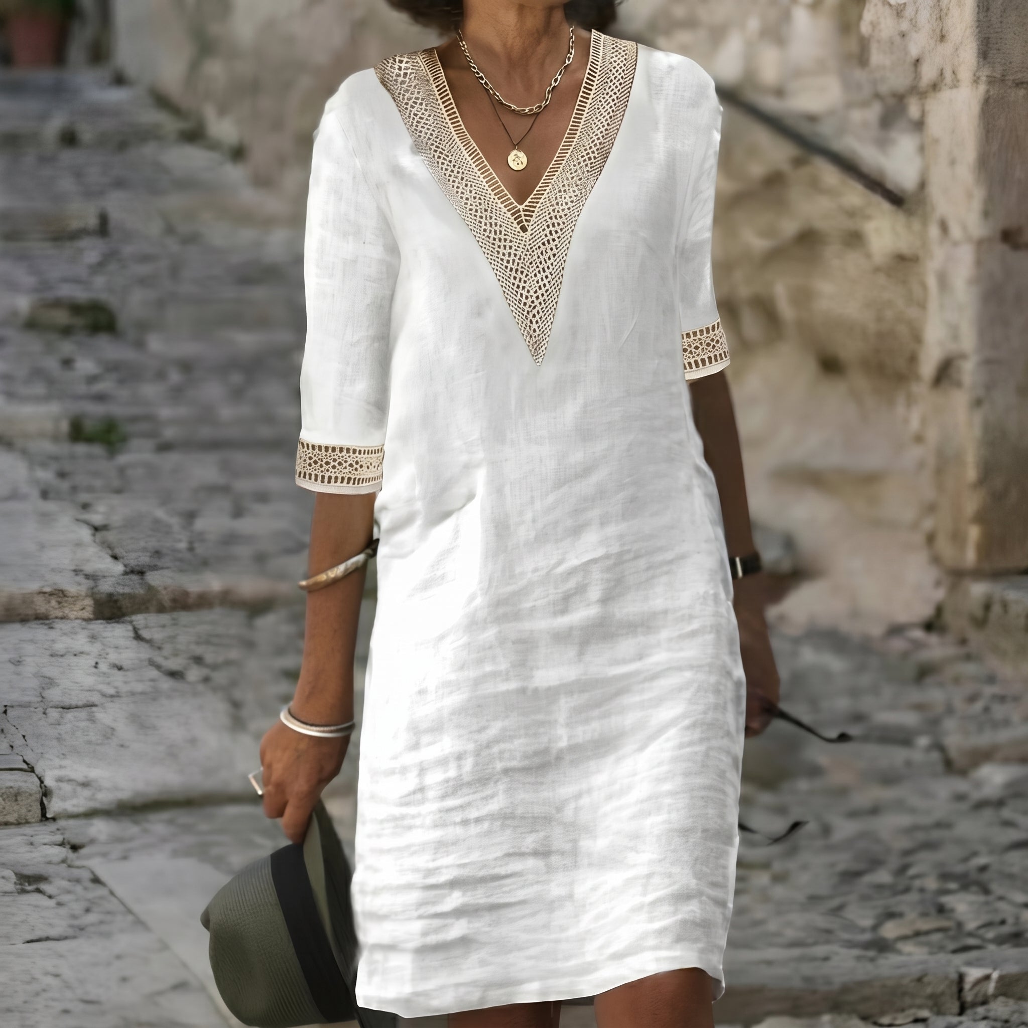 Clara - Women's Summer Lace Trim Mini Dress