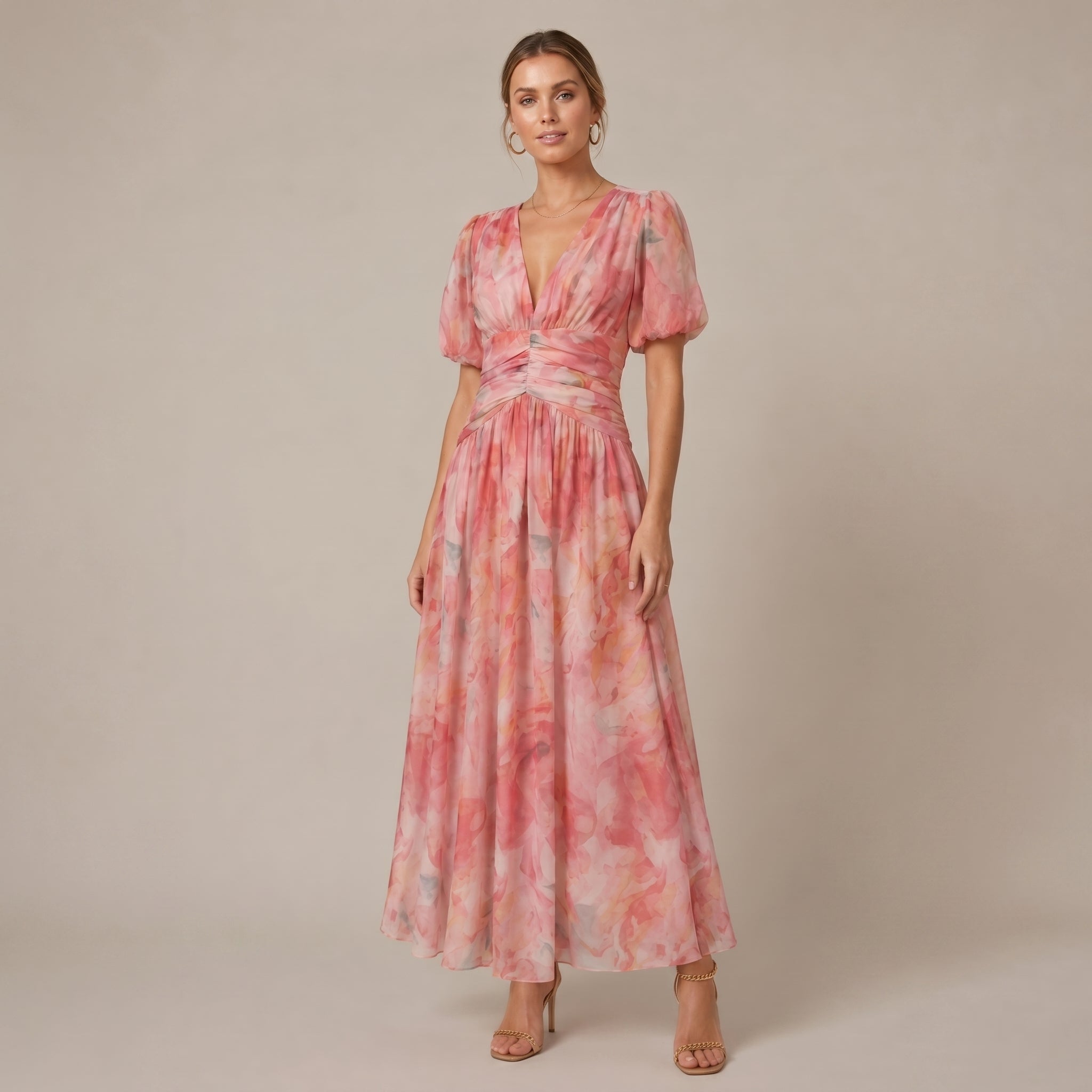Leonie - Women's Vintage Floral Wedding Guest Maxi Dress