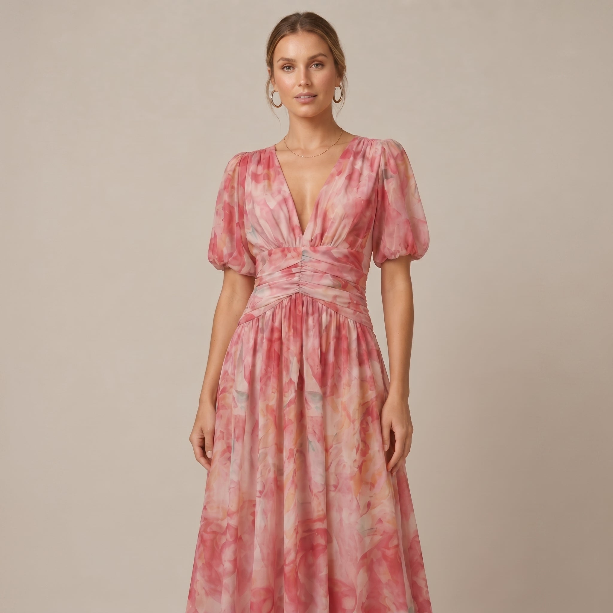 Leonie - Women's Vintage Floral Wedding Guest Maxi Dress