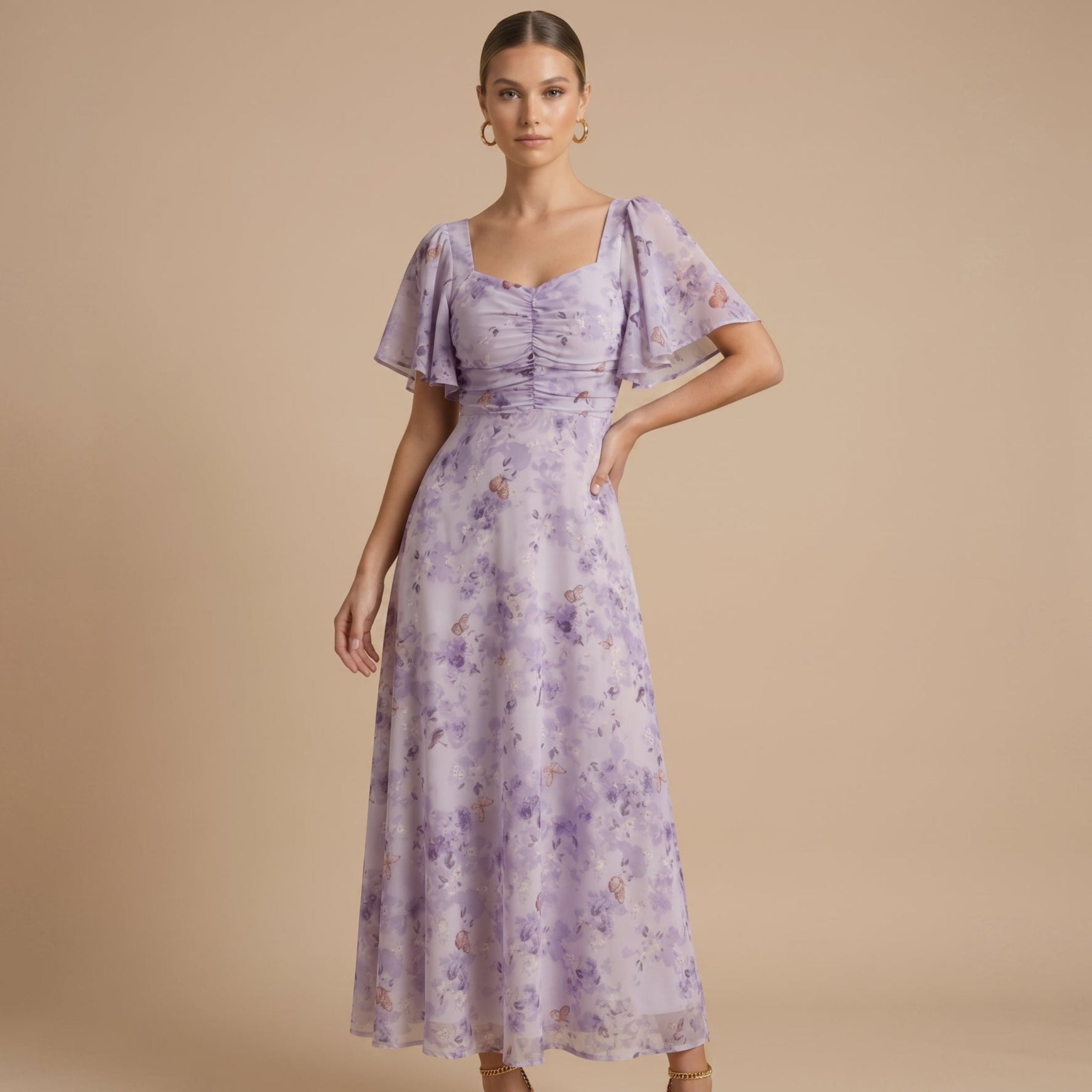 Alma - Women's Wedding Guest Vintage Floral Midi Dress