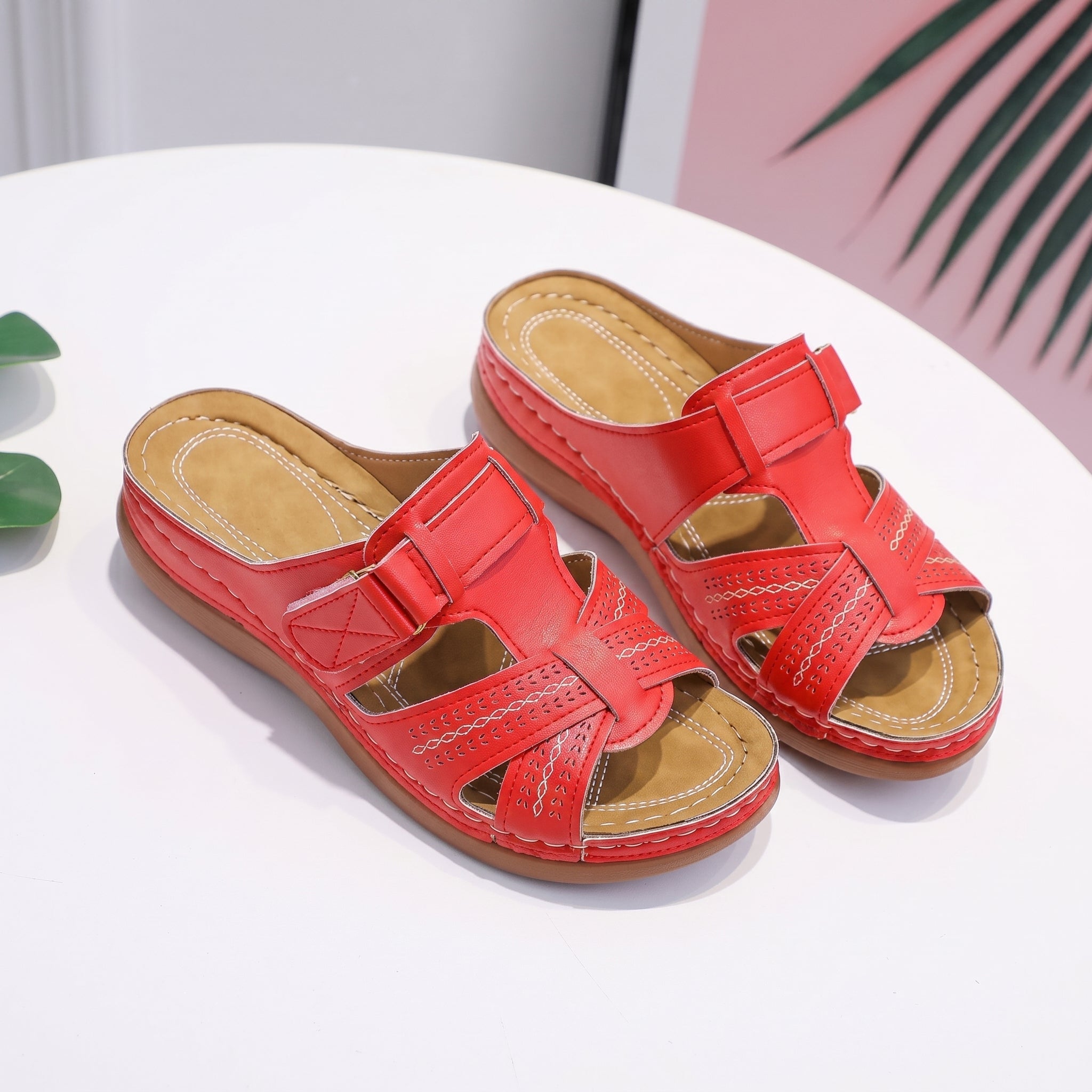 Anelie - Women's Orthopaedic Buckle Strap Wedge Sandals