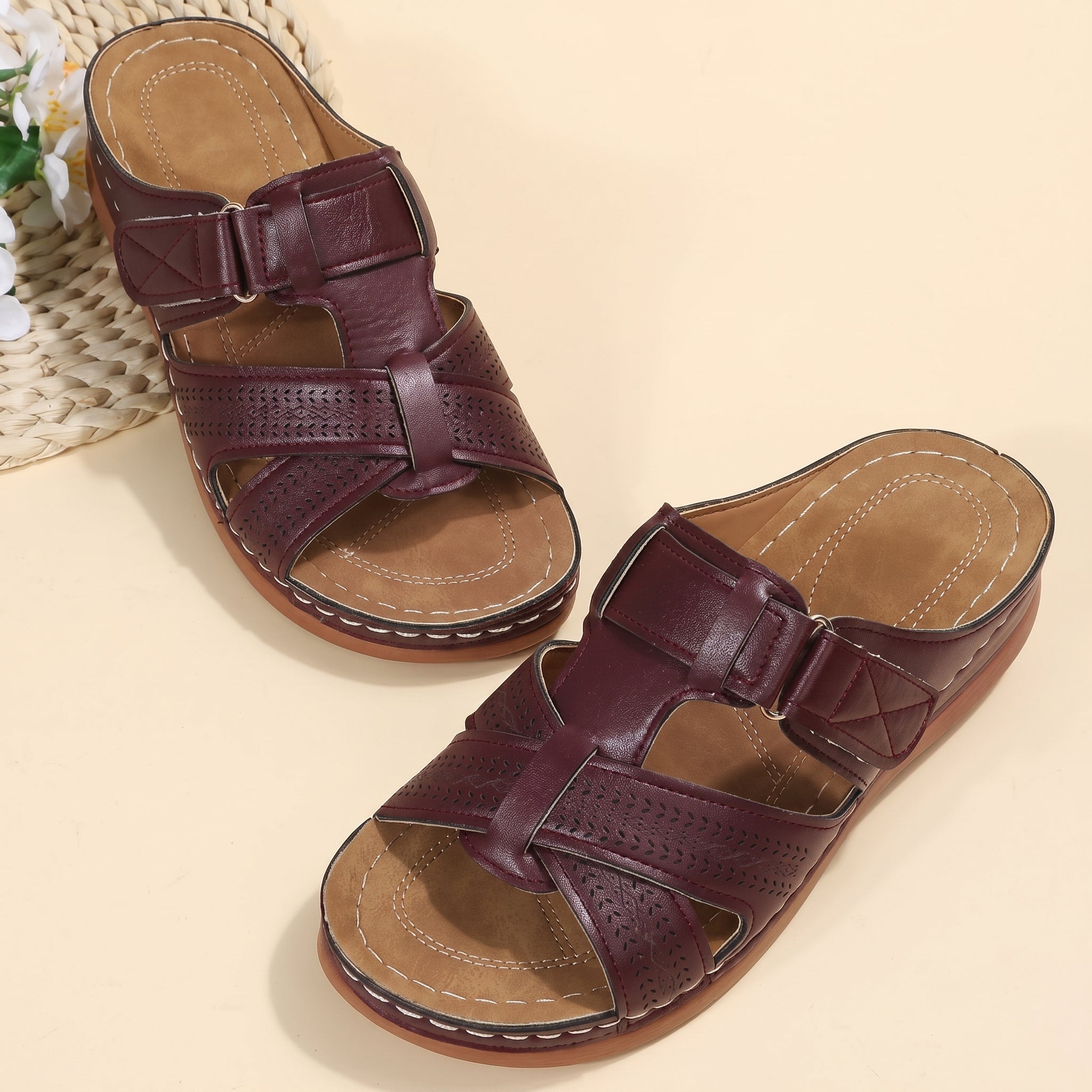 Anelie - Women's Orthopaedic Buckle Strap Wedge Sandals