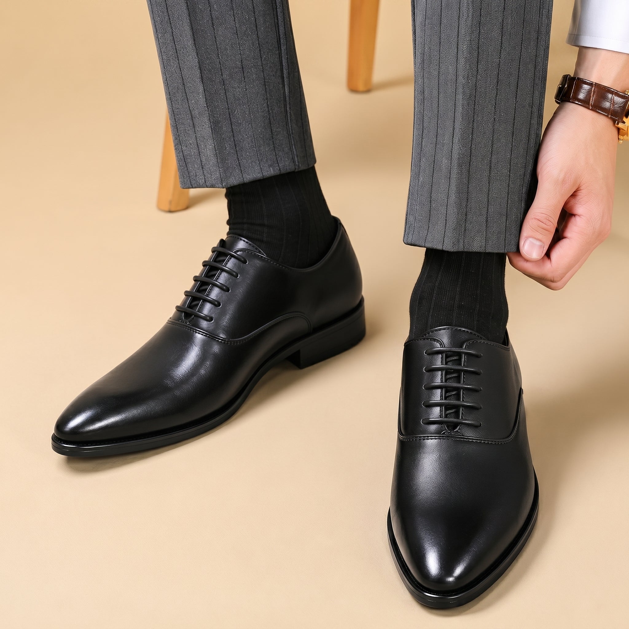 James - Men's Lace-Up Pointed Toe Oxford Wedding Shoes