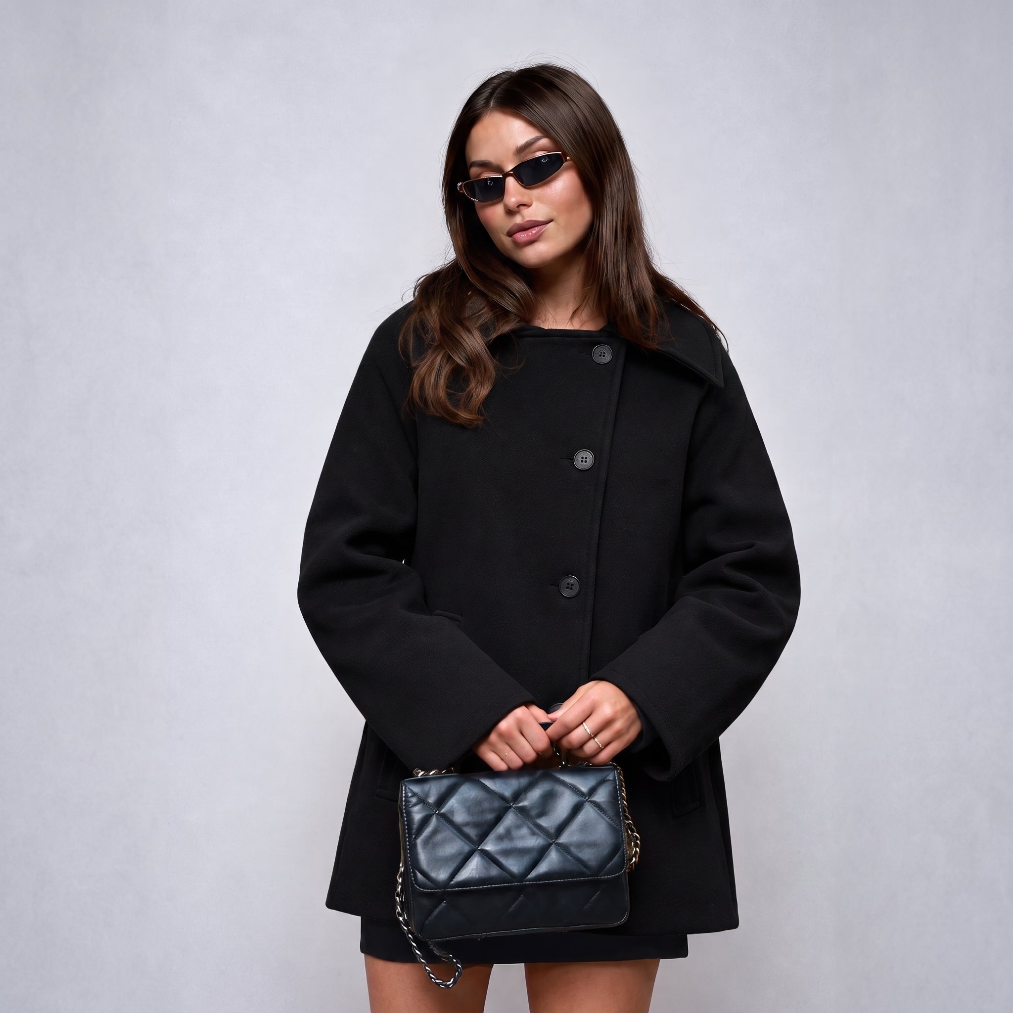 Isla - Women's Oversized Wool-Look Coat with Dropped Shoulder