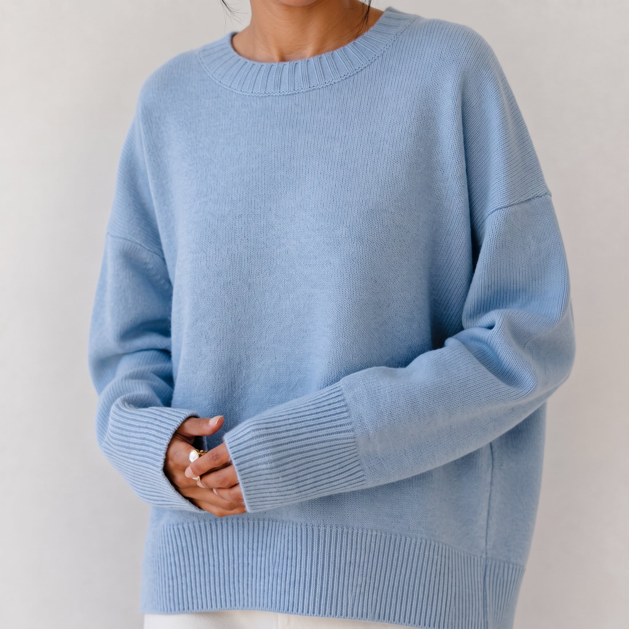 Sophie - Women's Oversized Crewneck Knit Jumper with Ribbed Cuffs