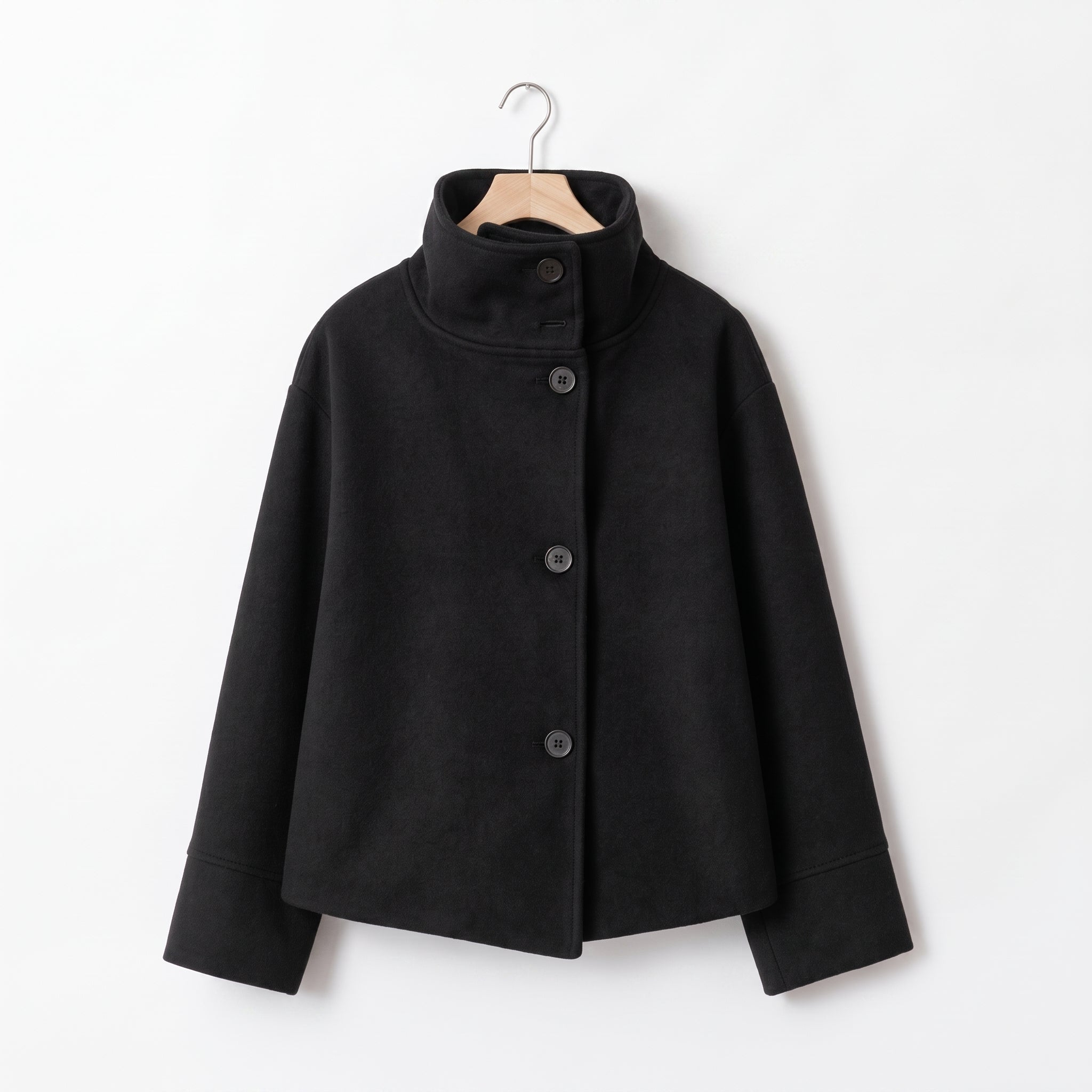 Elise - Women's Double-Breasted Cropped Jacket with Stand Collar