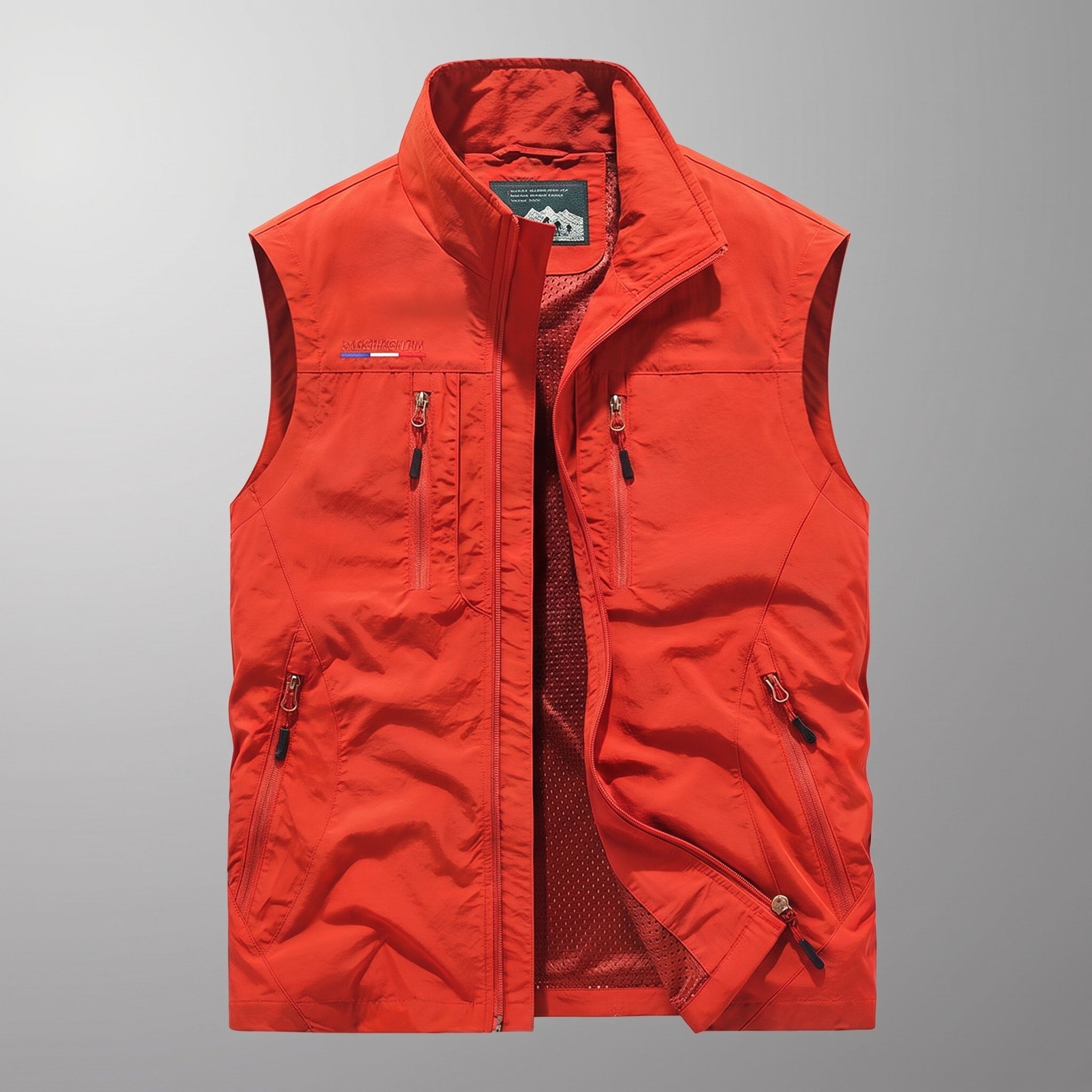 James - Men's Zip-Up Gilet with Multiple Pockets and Stand Collar
