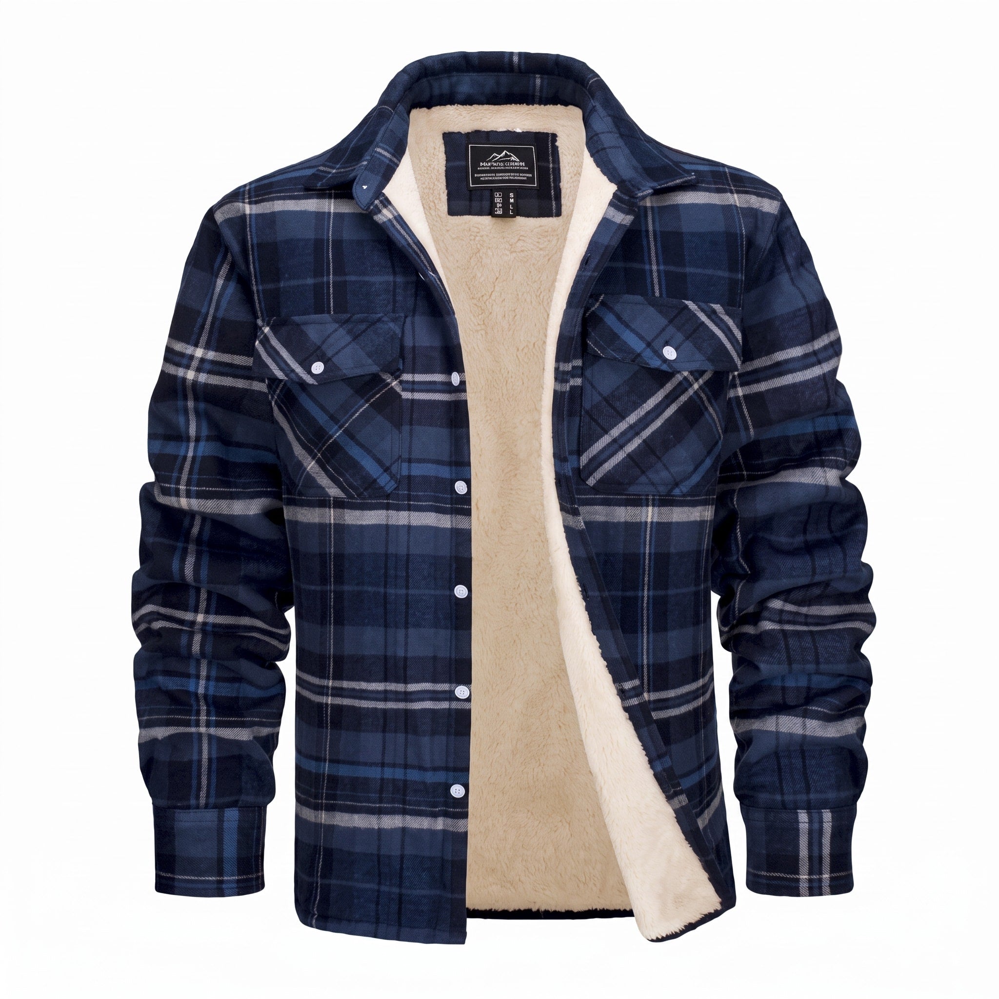 Callum - Men's Fleece-Lined Checked Flannel Overshirt Jacket