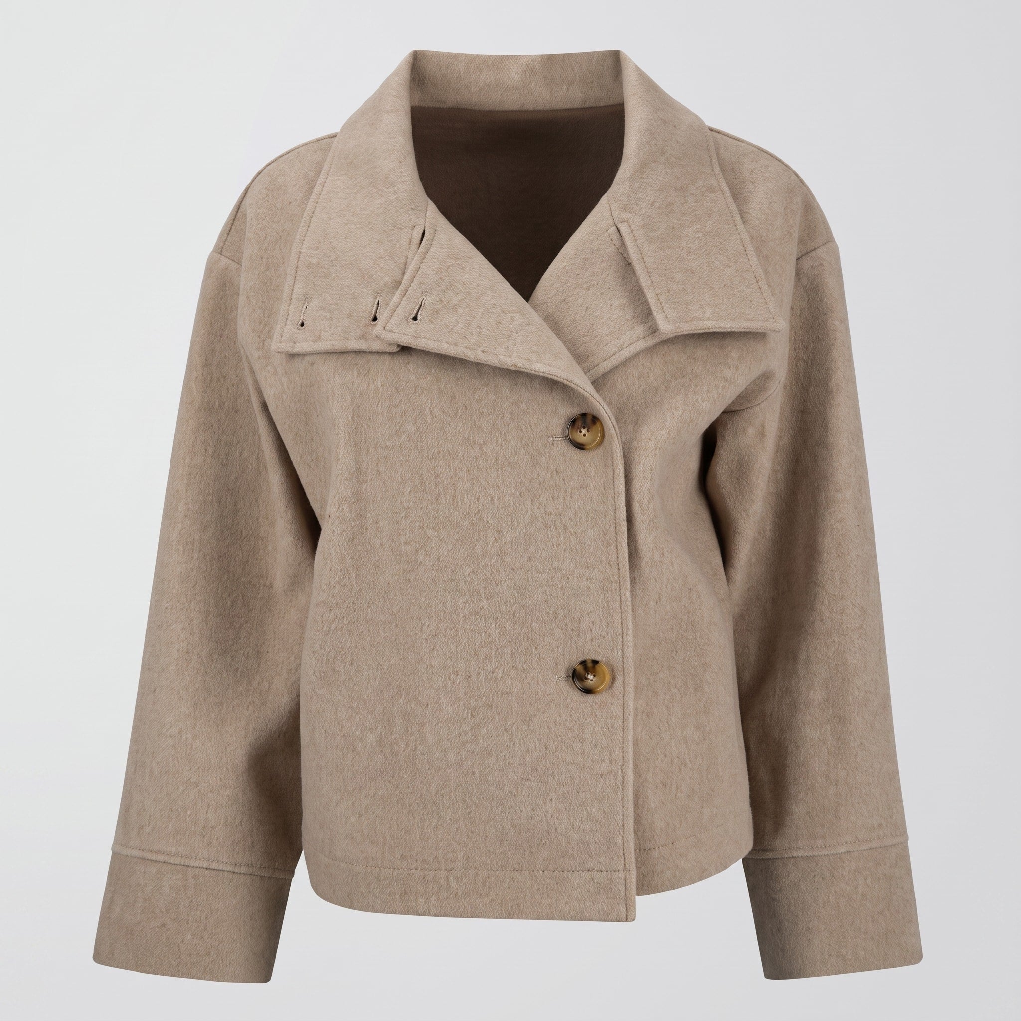 Elise - Women's Double-Breasted Cropped Jacket with Stand Collar