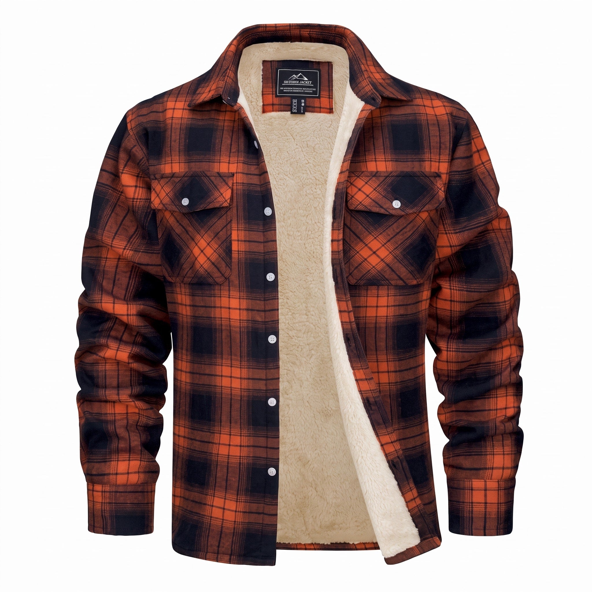 Callum - Men's Fleece-Lined Checked Flannel Overshirt Jacket