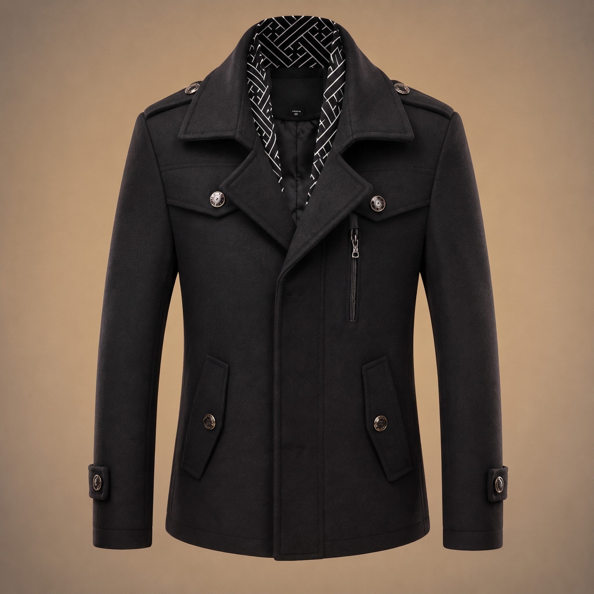 Oliver - Men's Tailored Longline Overcoat with Multiple Pockets