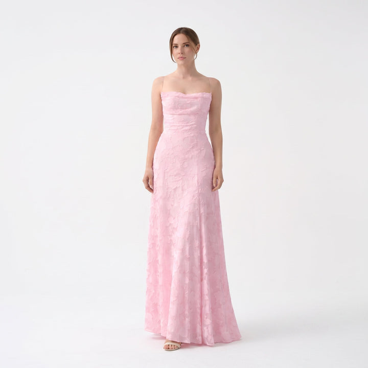 Adele - Women's Evening Spaghetti Strap Maxi Dress - Maxi Dresses - Pink - Davies & Cooper