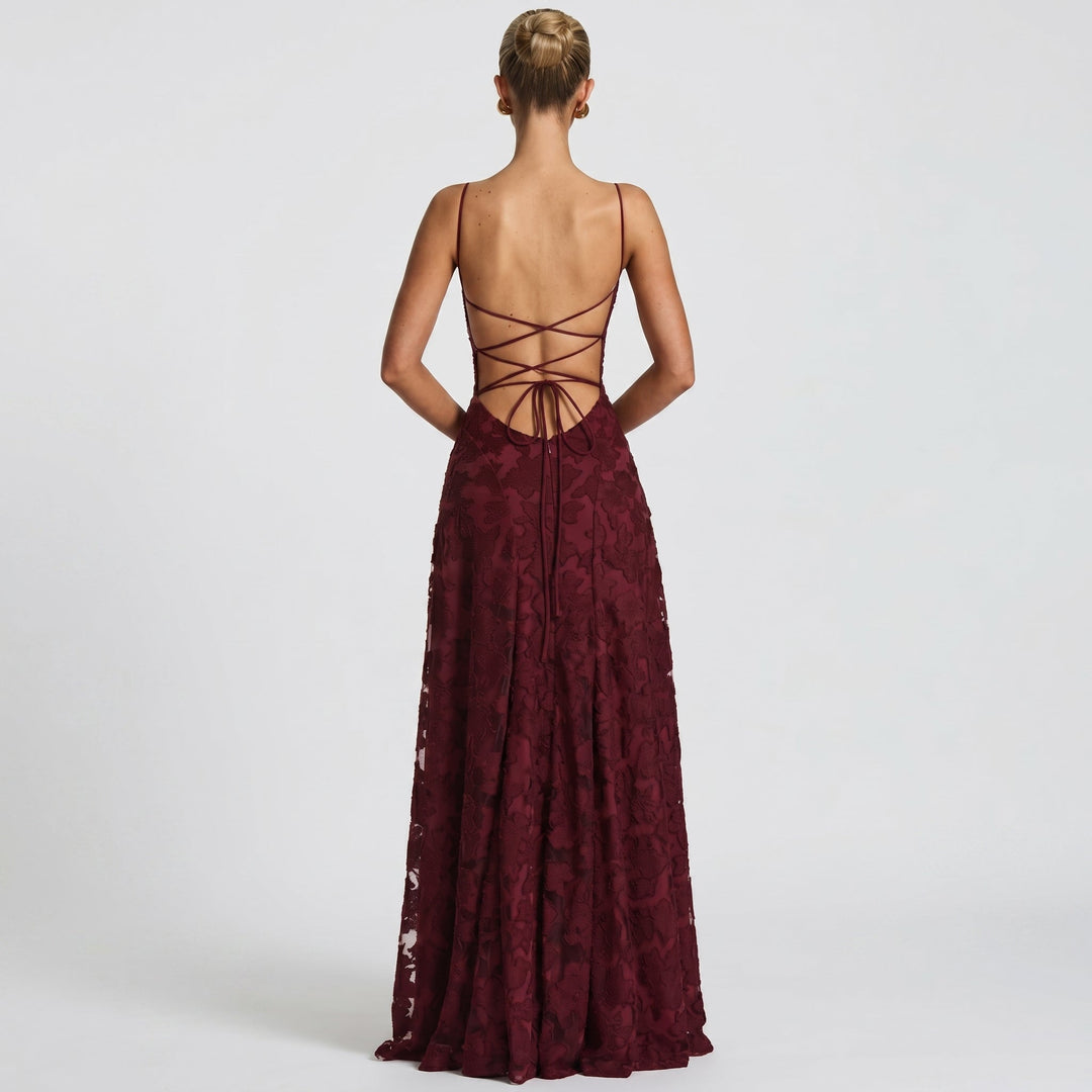 Adele - Women's Evening Spaghetti Strap Maxi Dress - Maxi Dresses - White - Davies & Cooper