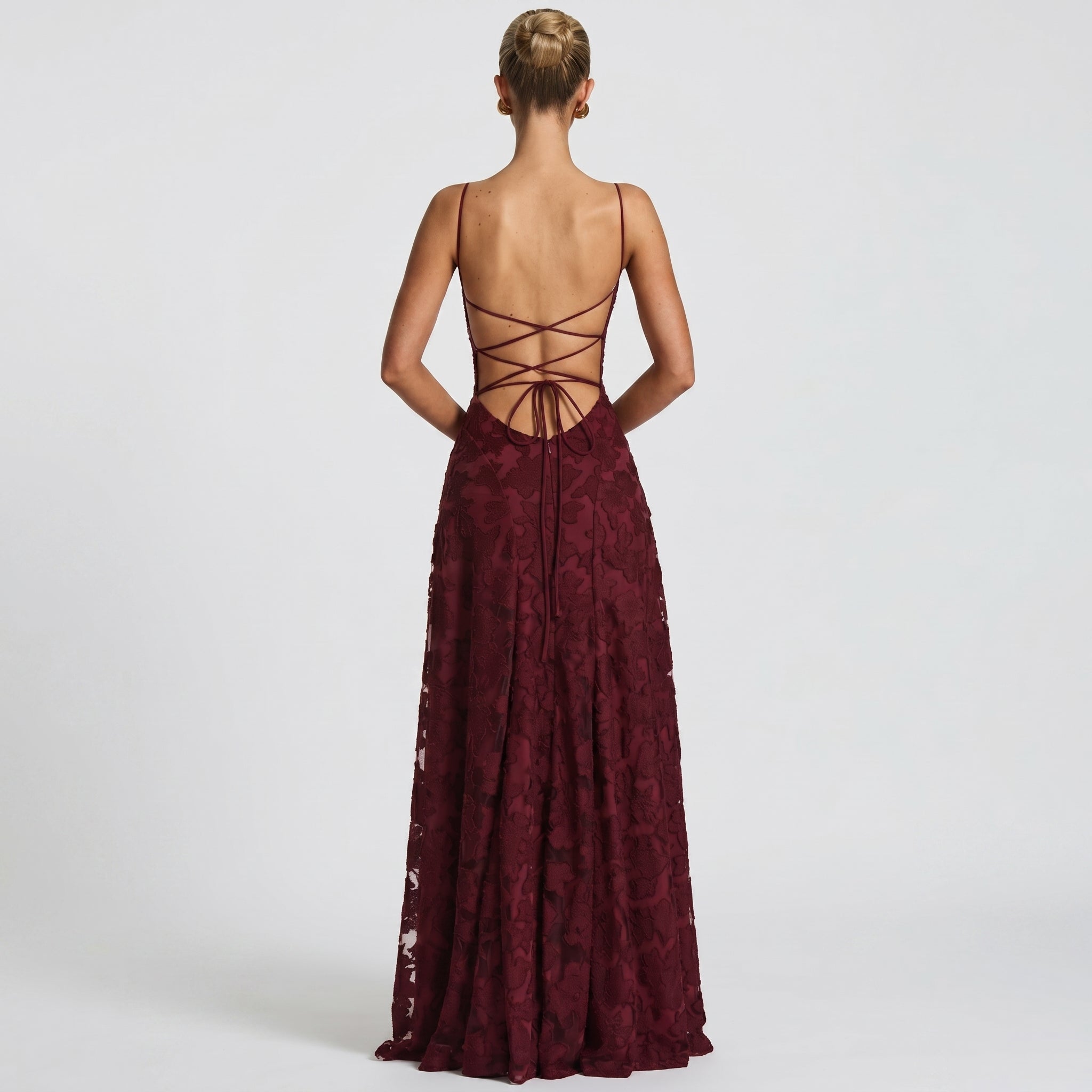 Adele - Women's Evening Spaghetti Strap Maxi Dress - Maxi Dresses - White - Davies & Cooper