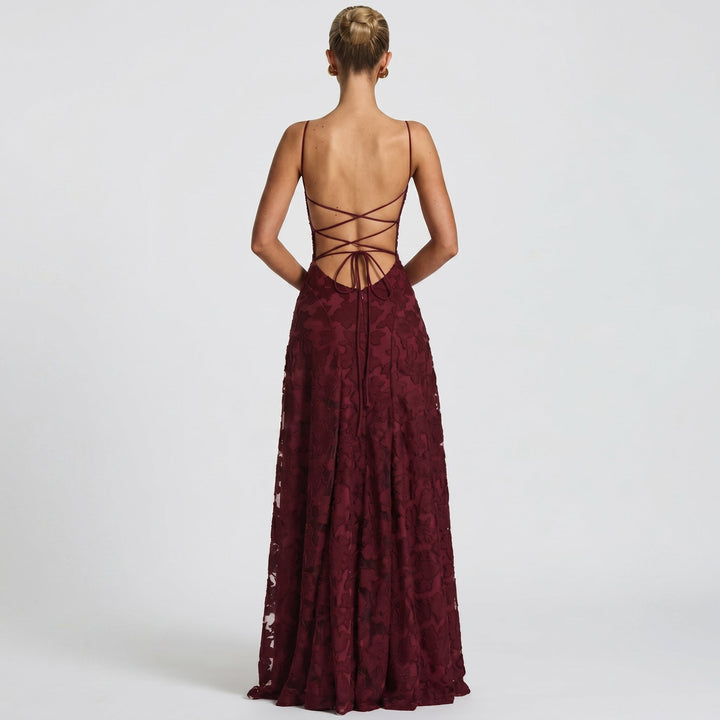 Adele - Women's Evening Spaghetti Strap Maxi Dress - Maxi Dresses - White - Davies & Cooper