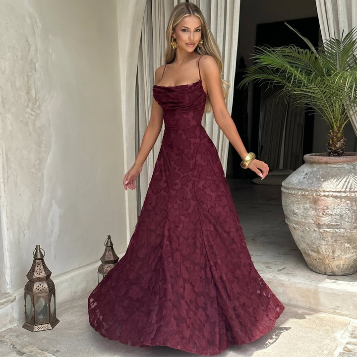 Adele - Women's Evening Spaghetti Strap Maxi Dress - Maxi Dresses - White - Davies & Cooper