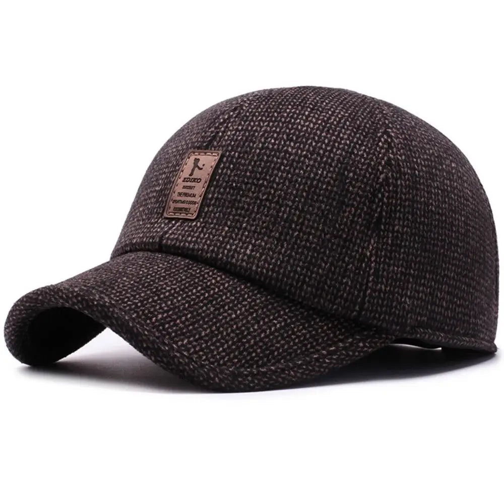 Albert - Men's Winter Knit Baseball Cap with Ear Flaps - Caps - Brown - Davies & Cooper