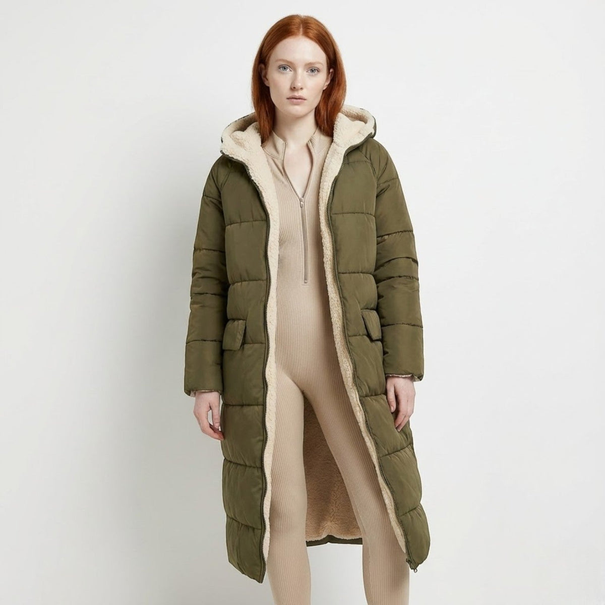 Alessia – Women's Winter Reversible Jacket - Puffer Jacket - Green - Davies & Cooper