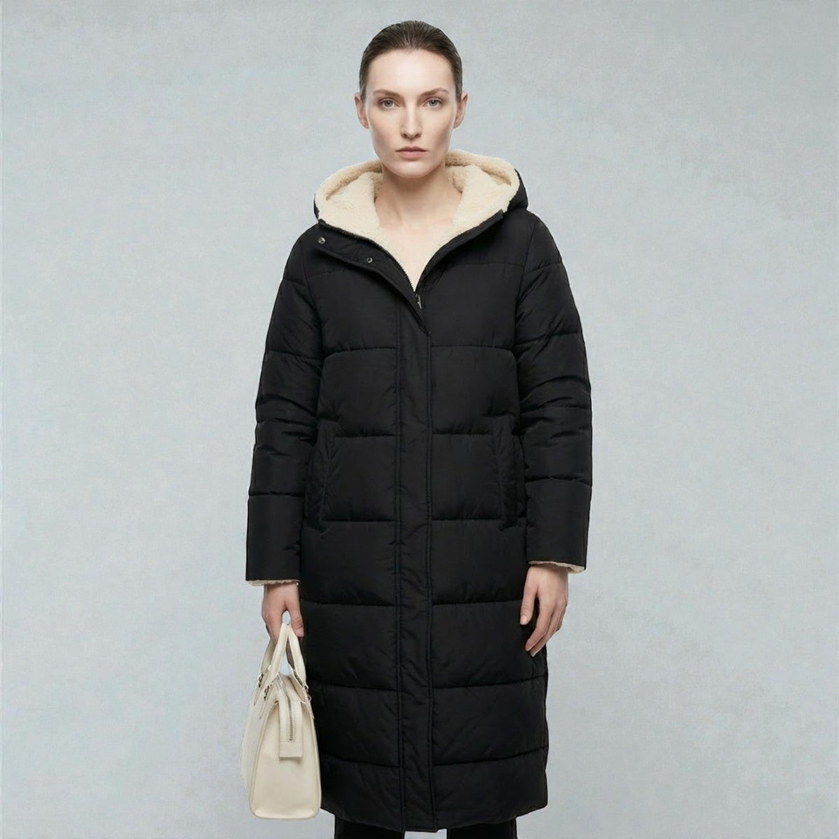Alessia – Women's Winter Reversible Jacket - Puffer Jacket - Black - Davies & Cooper