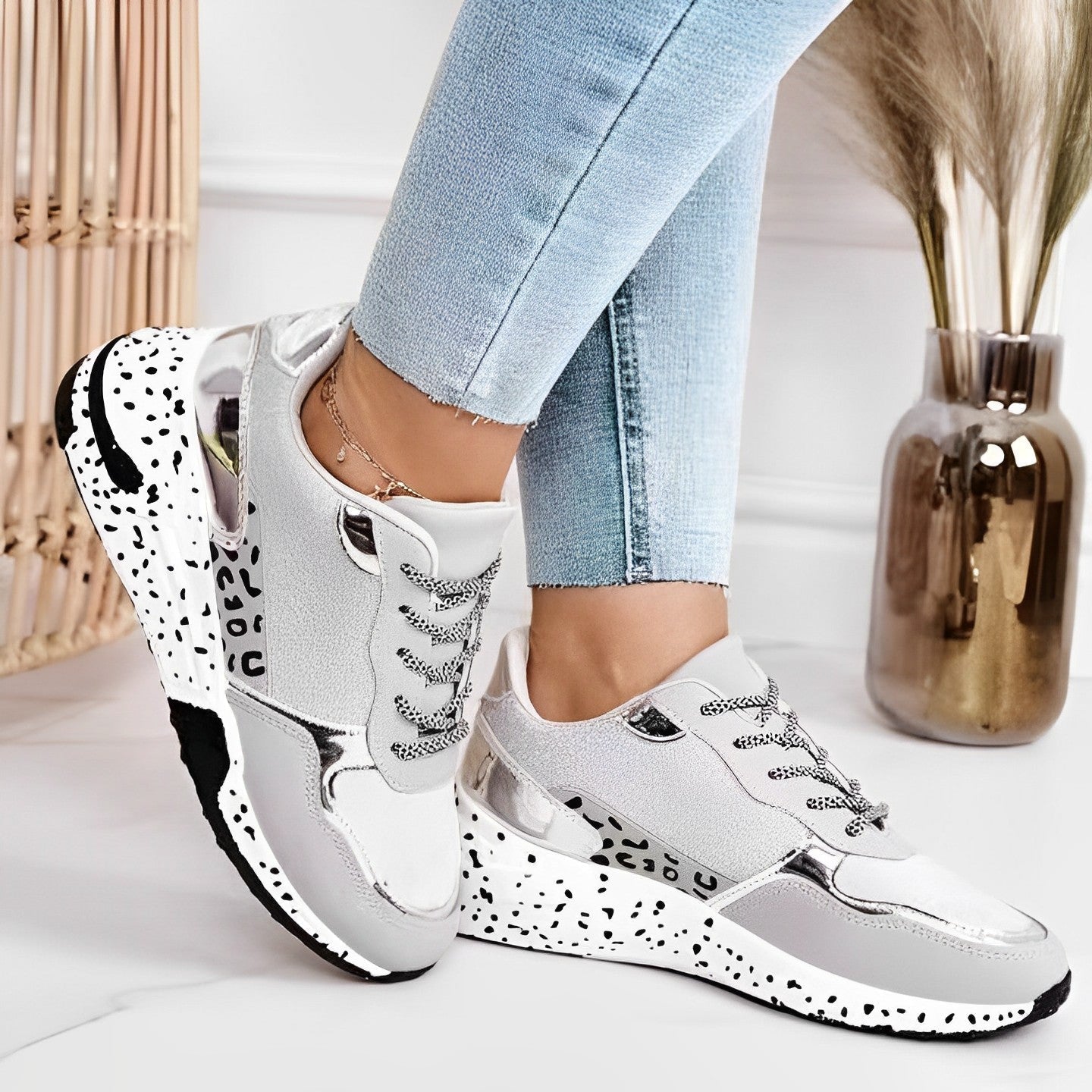 Alice - Women's Chunky Platform Low - Top Trainers - Shoes - Gold - Davies & Cooper