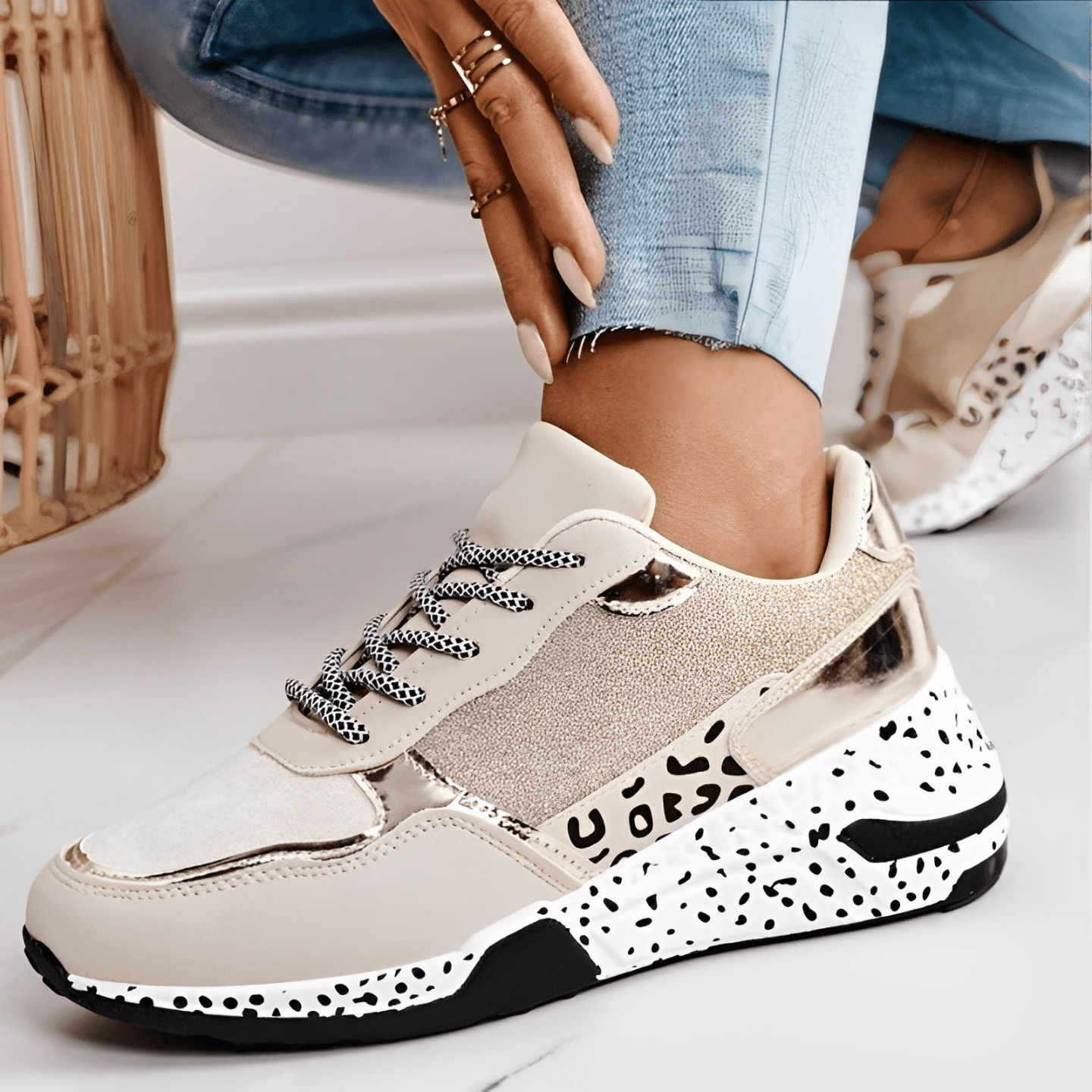 Alice - Women's Chunky Platform Low - Top Trainers - Shoes - Gold - Davies & Cooper
