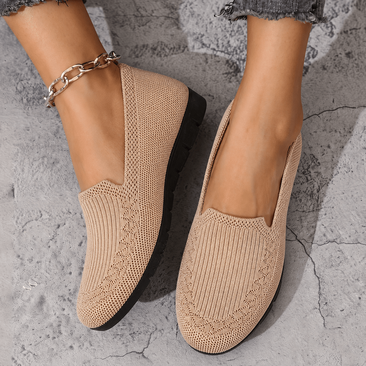 Alice - Women's Orthopaedic Breathable Cushioned Sole Loafers - Flats - Khaki - Davies & Cooper