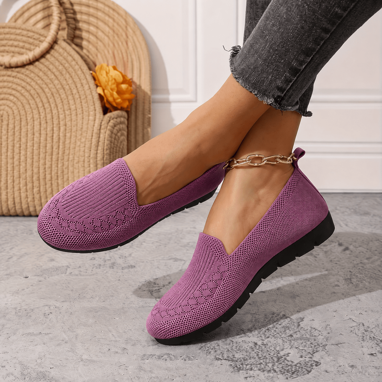 Alice - Women's Orthopaedic Breathable Cushioned Sole Loafers - Flats - Violet - Davies & Cooper
