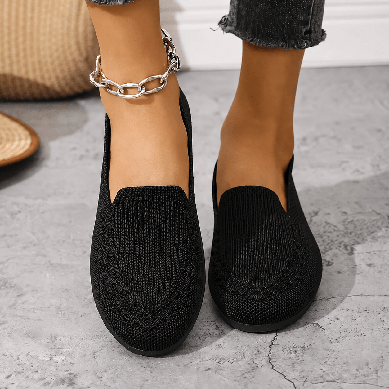 Alice - Women's Orthopaedic Breathable Cushioned Sole Loafers - Flats - Black - Davies & Cooper