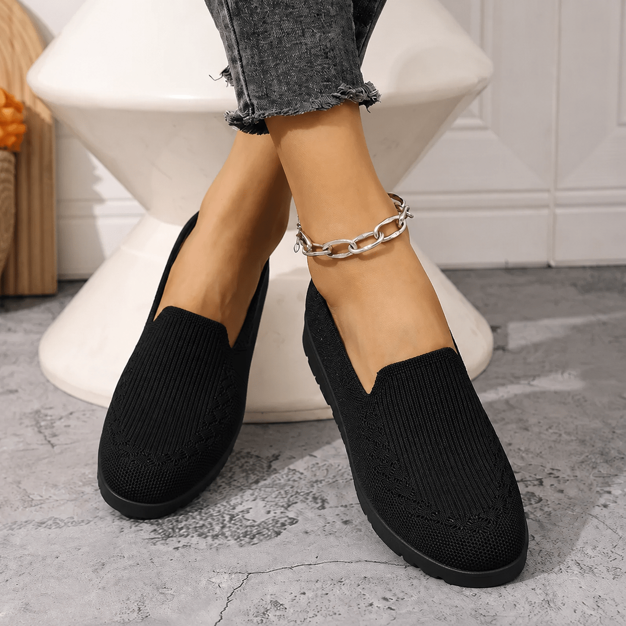 Alice - Women's Orthopaedic Breathable Cushioned Sole Loafers - Flats - Black - Davies & Cooper