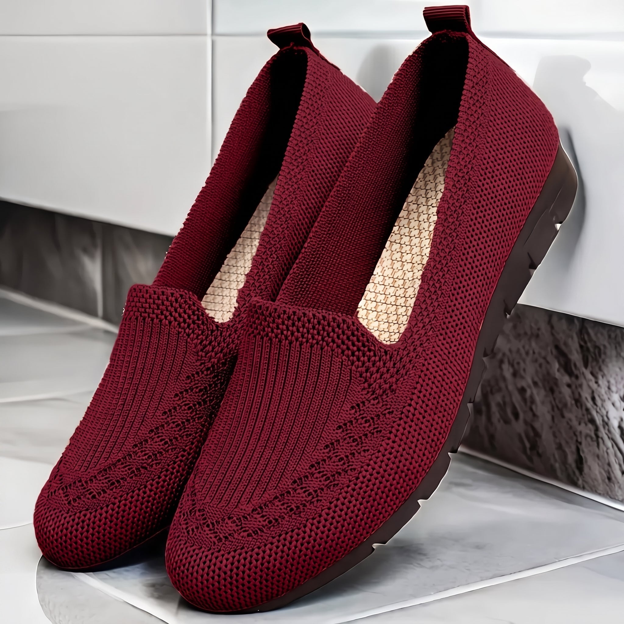 Alice - Women's Orthopaedic Breathable Cushioned Sole Loafers - Loafer - Red - Davies & Cooper
