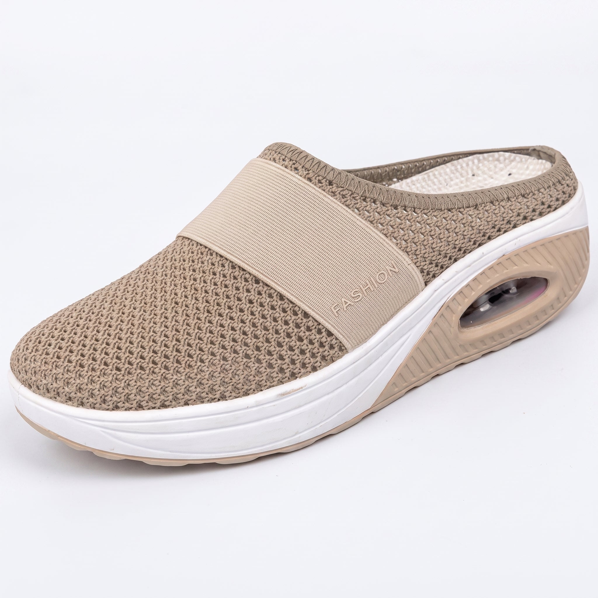 Alice – Women's Orthopaedic Breathable Platform Mules - Flats - Khaki - Davies & Cooper