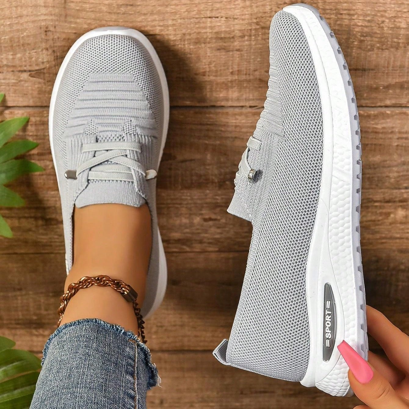 Alice - Women's Orthopaedic Cushion Low - Top Trainers - Trainers - Grey - Davies & Cooper