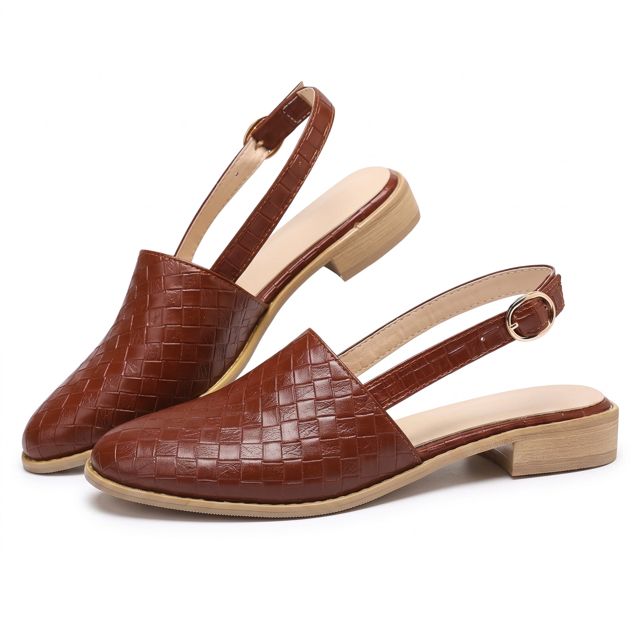 Alice - Women's Orthopaedic Flat Woven Slingback Sandals - Sandals - Dark Brown - Davies & Cooper