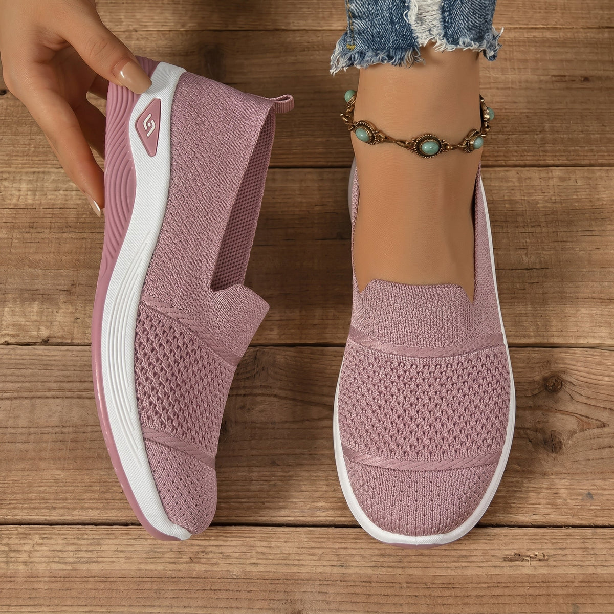 Alice - Women's Orthopaedic Lightweight Slip-On Trainers - Orthopaedic Shoes - Pink - Davies & Cooper