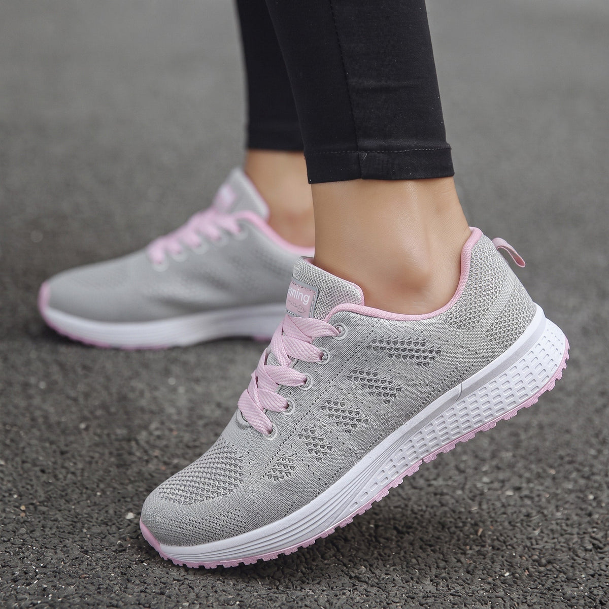 Alice - Women's Orthopaedic Slip-On Lace-Up Trainers - Sneakers - Grey - Davies & Cooper