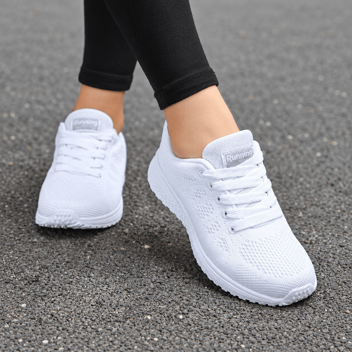 Alice - Women's Orthopaedic Slip-On Lace-Up Trainers - Sneakers - White - Davies & Cooper
