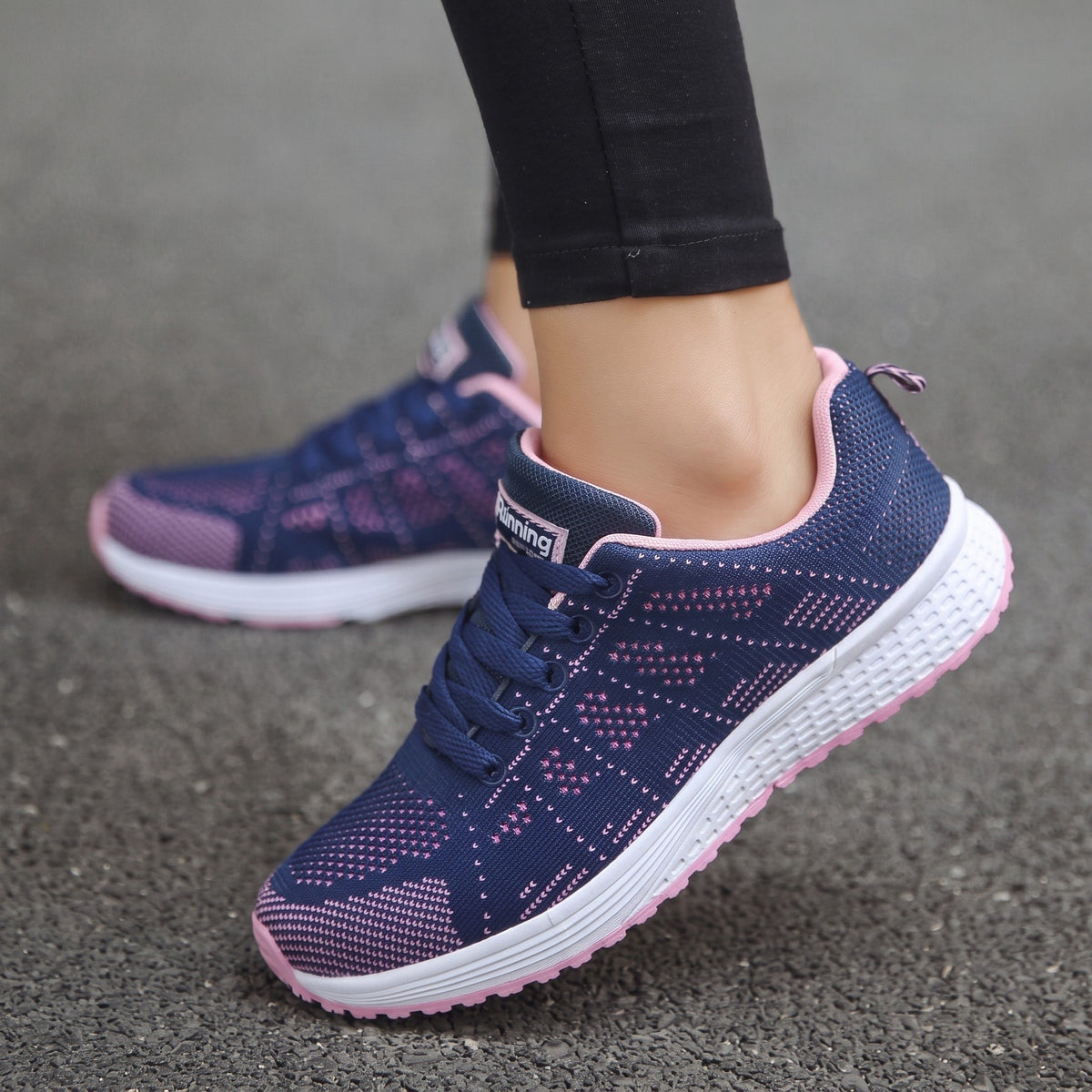 Alice - Women's Orthopaedic Slip-On Lace-Up Trainers - Sneakers - Blue - Davies & Cooper